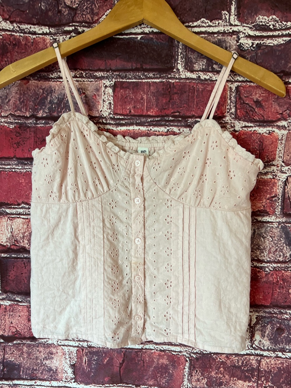 BP Nordstrom Eyelet Lace Corset Cami Tank Top Pale Pink